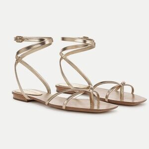 New Veronica Beard Allegra Metallic Flat Ankle-strap sandal Size: 6